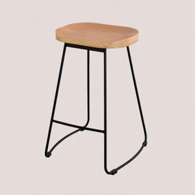 Zestaw 4 Wysokich Stołków Ze Stali I Drewna Wiązowego Neicol Czarna & ↑65 Cm - Sklum