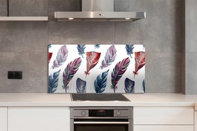 Szkło do Kuchni na Ścianę Detal Kolorowych Piór