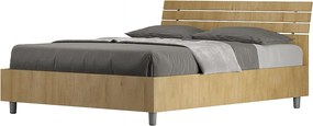 Łóżko wyposażone w stelaż z listwami 140x190 Nachylony zagłówek z listwami dąb naturalny Ankel