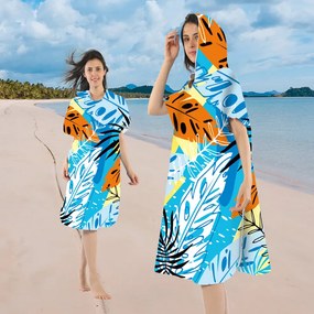 Ponczo plażowe SUMMER FRESH niebiesko-żółte 80x145 cm