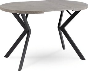 Stół Okrągły Rozkładany DORIAN 80-160 cm Beton/Czarny Nowoczesny Loft