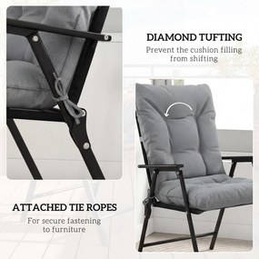 Outsunny Poduszki ogrodowe z oparciem i paskami, wodoodporne poduszki do wnętrz i na zewnątrz, jasnoszary | Aosom PL