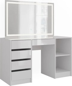 Stół toaletowy biały/biały wysoki połysk 128.2x50.1x76 sherry