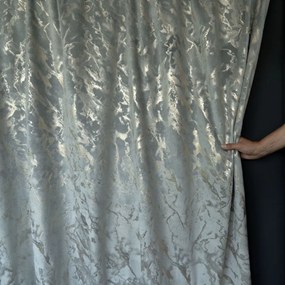 Zasłona na metry welwetowa szara złoty marmurek - wys. 280 cm