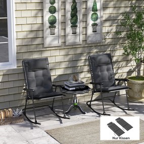 Outsunny Zestaw 2 Wodoodpornych Poduszek na Leżak Ogrodowy, Ciemnoszary 50x116x5 cm