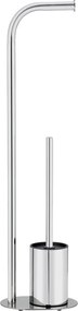 Stojak na papier toaletowy ze szczotką ze stali nierdzewnej w kolorze srebra z połyskiem Levante – Wenko