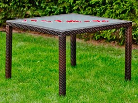 Kwadratowy stół z technorattanu 100 x 100 cm AVVICENTE brąz