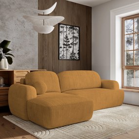 Masseno Narożnik MODENZA z funkcją spania i pojemnikiem na pościel Narozniki L, Rozkładana sofa - Żółty, POSO 01