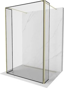 Mexen Kioto ścianka prysznicowa wolnostojąca 110 x 30 x 30 cm, czarna ramka, złota - 800-110-030-222-50-70-030