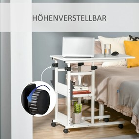 Mobilny Stolik HOMCOM z Regulacją Wysokości i 2 Półkami, Biały
