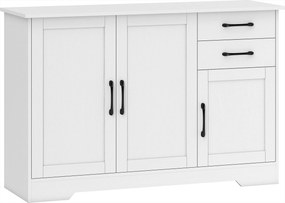 HOMCOM Sideboard z 2 szufladami, nowoczesna szafka do przechowywania, regulowana półka i 3 drzwi, Biały | Aosom PL