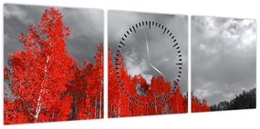 Obraz - Drzewa w kolorze jesieni (z zegarem) (90x30 cm)