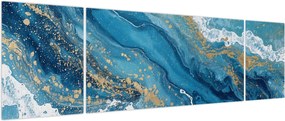 Obraz - Jasnoniebieski marmur ze złotem II. (170x50 cm)