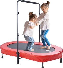Trampolina SucceBuy, Mini Trampolina 142 cm Dla Dzieci, Zwijana, Dla Małych Dzieci, Wewnętrznie i Zewnętrznie, dla Dzieci od 3 Lat, Czerwony