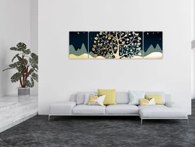 Obraz złotego drzewa (170x50 cm)