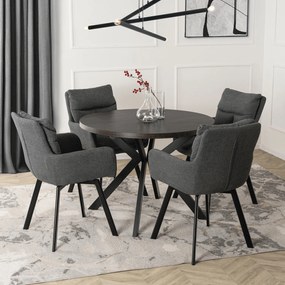 Krzesło Tapicerowane Obrotowe do Salonu CORTADO Ciemnoszare Nowoczesne