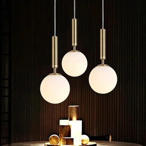 LAMPA WISZĄCA SZKLANA KULA G108-1W ZŁOTA E27