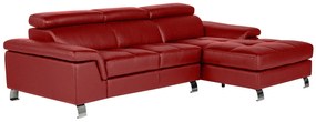 Kanapa narożna ze skóry MISHIMA - Czerwony - Narożnik prawostronny