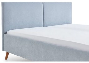Jasnoniebieskie tapicerowane łóżko dwuosobowe ze stelażem 160x200 cm Piano – Meise Möbel