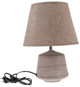 Beżowo-jasnobrązowa lampa stołowa z tekstylnym kloszem (wysokość 33 cm) – Dakls