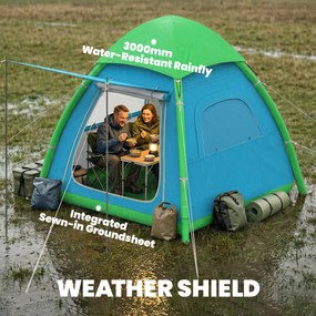 Outsunny Nadmuchiwany namiot 3-osobowy Szybki montaż Namiot kempingowy z pompką Powłoka przeciwdeszczowa | Aosom PL