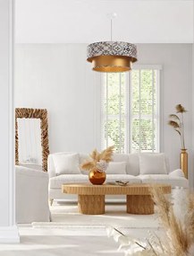 Złota lampa wisząca z welurowym abażurem - S433 S4-N63