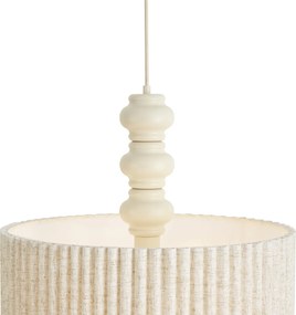 Lampa wisząca Japandi beżowa z lnianym abażurem 3-punktowa - Fedde
