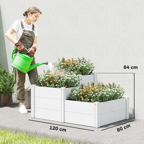 Outsunny Podwyższona Skrzynia Ogrodowa 3-poziomowa z Otwartym Dnem, Modułowe Ziołowe Łóżko DIY z Winylu | Aosom PL