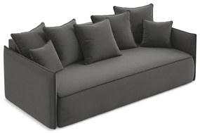 Ciemnoszara aksamitna rozkładana/ze schowkiem sofa 225 cm Hula – Makamii