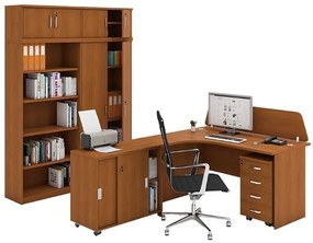 Biurko ergonomiczne MIRELLI, lewe, czereśnia
