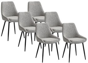 Zestaw 6 krzeseł z tkaniny tweedowej i czarnego metalu - Kremowy - MASURIE