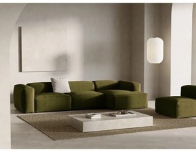 Zielony sztruksowy narożnik (prawostronny/z szezlongiem) Bergano – Cosmopolitan Design