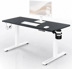 Biurko elektryczne z regulacją wysokości ergonomiczne biało-antracytowe,1400x700 mm: ARIA