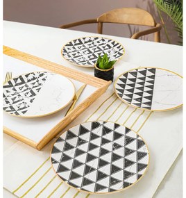 Czarno-białe ceramiczne talerze zestaw 4 szt. ø 25 cm – Hermia