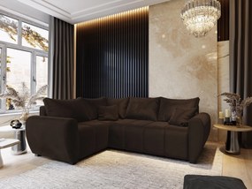 Masseno Narożnik MADISON z funkcją spania i pojemnikiem na pościel Narozniki L, Rozkładana sofa - Brązowy, KRONOS 06