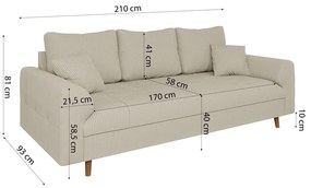 Beżowa sztruksowa sofa 210 cm Ariella – Ropez