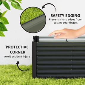 Outsunny Zestaw 2 wysokich grządek, Skrzynia Uprawna, Extra Głęboka, Metal, 120 x 60 x 60 cm, Ciemnoszary