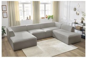 Jasnoszary narożnik modułowy z materiału bouclé (prawostronny/w kształcie litery U) Megeve – Bobochic Paris