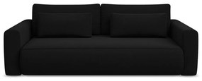 Czarna aksamitna rozkładana/ze schowkiem sofa 238 cm Kapua – Makamii