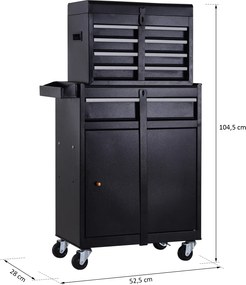 Wózek warsztatowy DURHAND skrzynka narzędziowa z 5 szufladami kółka 360° metalowy 52,5 x 28 x 104,5 cm