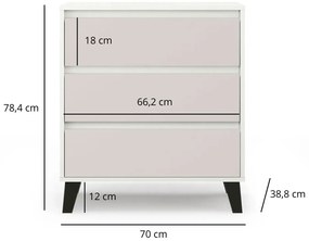 Komoda z 3 szufladami w stylu skandynawskim biały + kaszmir L8-C54
