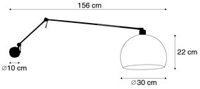 Lampa ścienna czarna z kloszem białym 30 cm regulowana - Blitz Nowoczesny Oswietlenie wewnetrzne