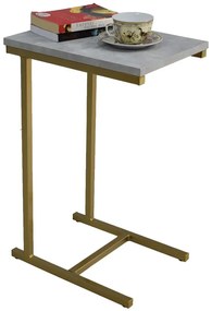 Minimalistyczny stolik boczny złoty + beton - Liros 3X
