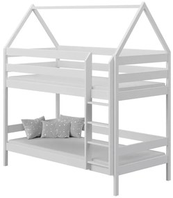 Białe podwójne łóżko piętrowe domek dla dzieci F2-G46