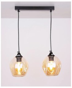 Czarna lampa wisząca ze szklanym kloszem 14x48 cm Aspa – Candellux Lighting