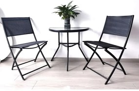 Półokrągły stolik ogrodowy z szklanym blatem ISLAND 70x40 cm, czarny