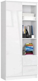 Biały regał do biura z drzwiczkami w połysku - Tiare 4X