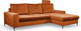 Masseno Narożnik GRIFO z funkcją spania i pojemnikiem na pościel Narozniki L, Rozkładana sofa - Brązowy, VELLUTO RUST 33