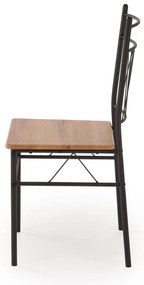 Zestaw stół + 4 krzesła dąb naturalny / czarny FAUST 3