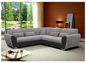 Rozkładany narożnik z pojemnikiem w układzie L VISEU lewy, szary/czarny